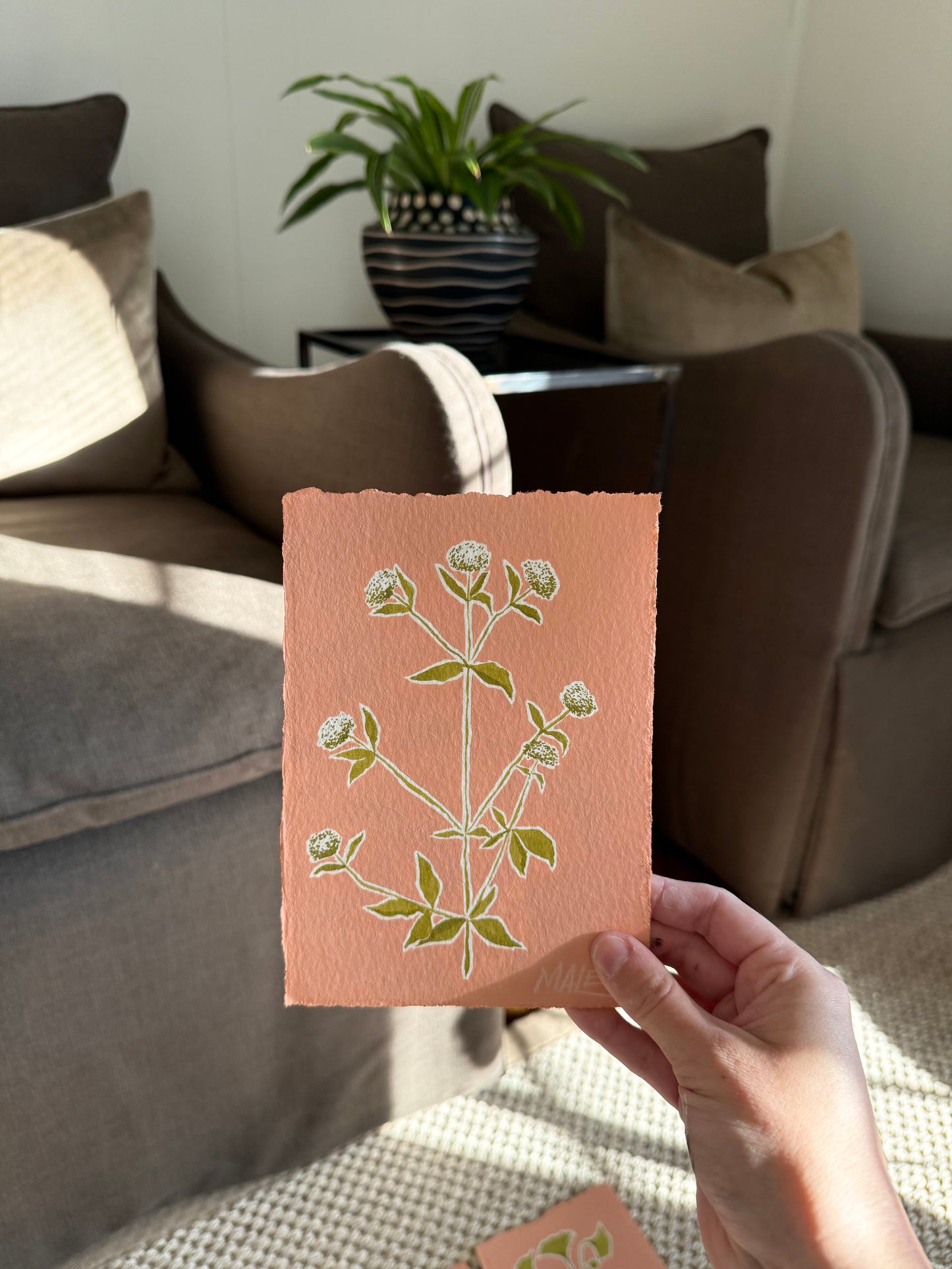 Pop of coral botanicals