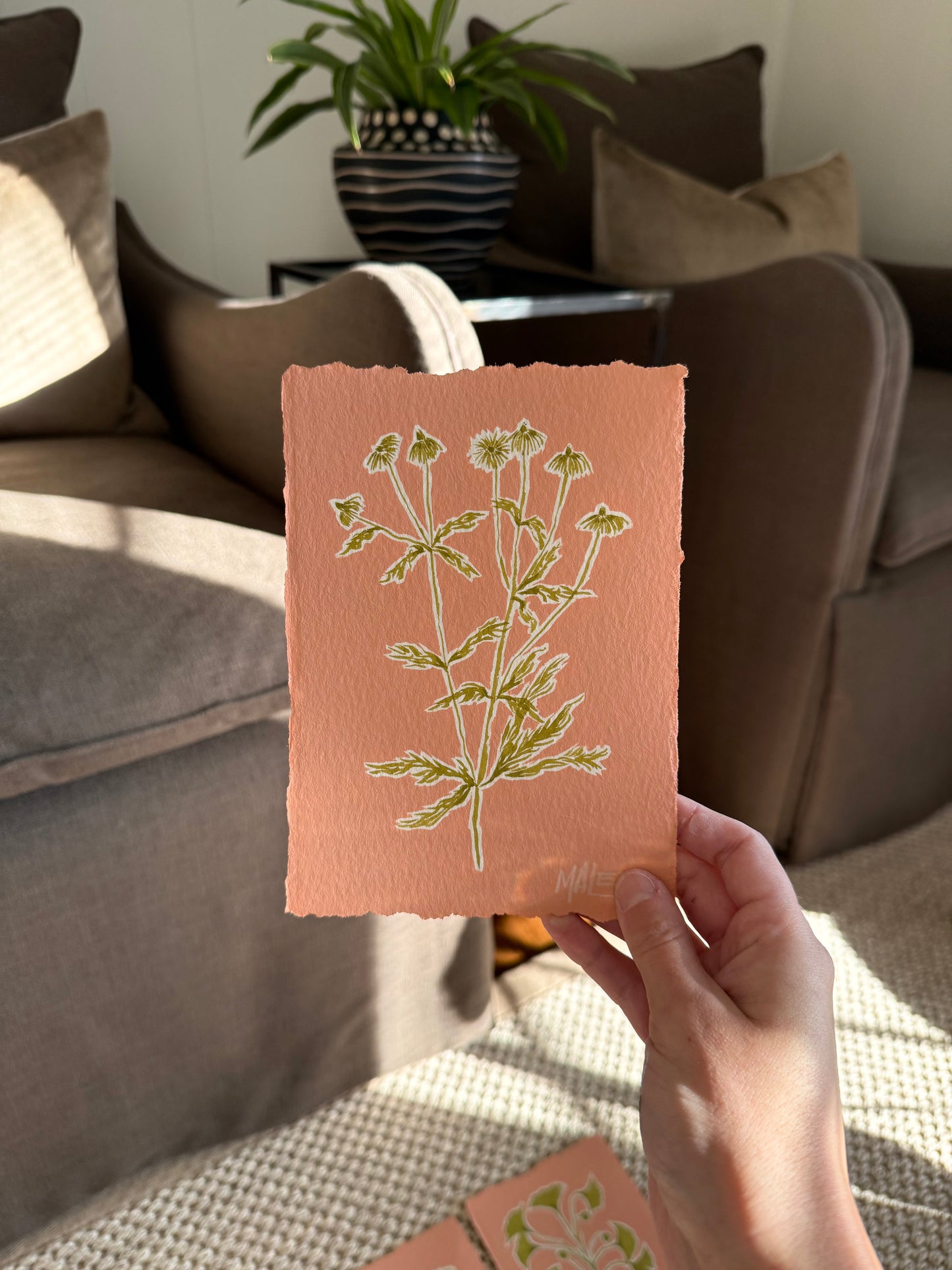 Pop of coral botanicals