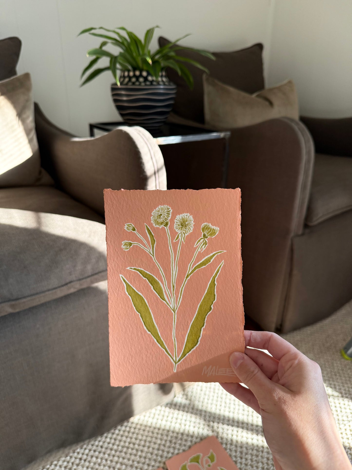 Pop of coral botanicals