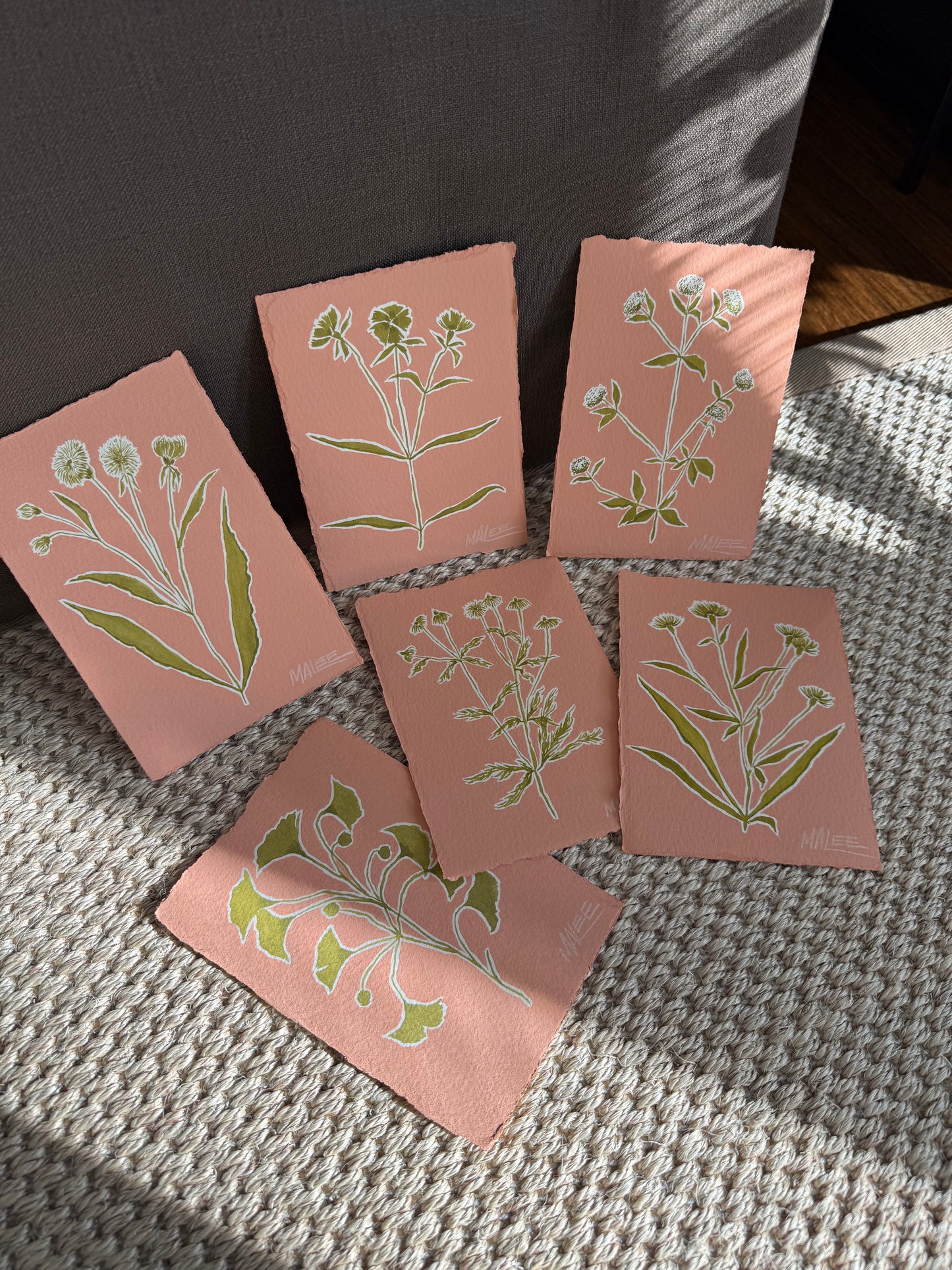 Pop of coral botanicals