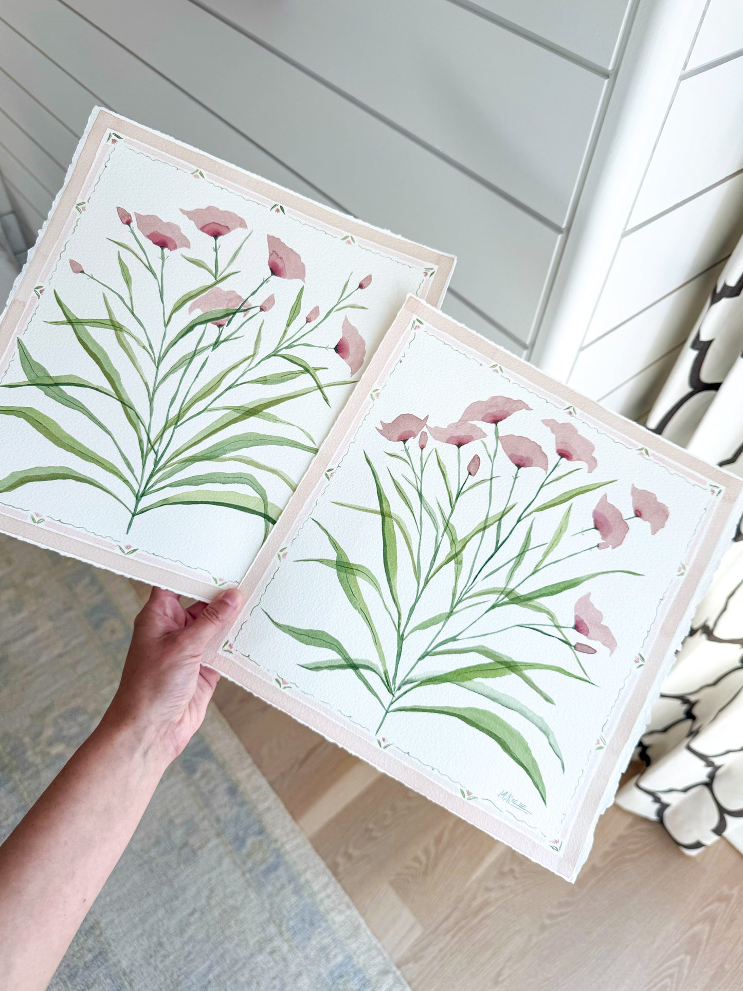Watercolor border botanicals
