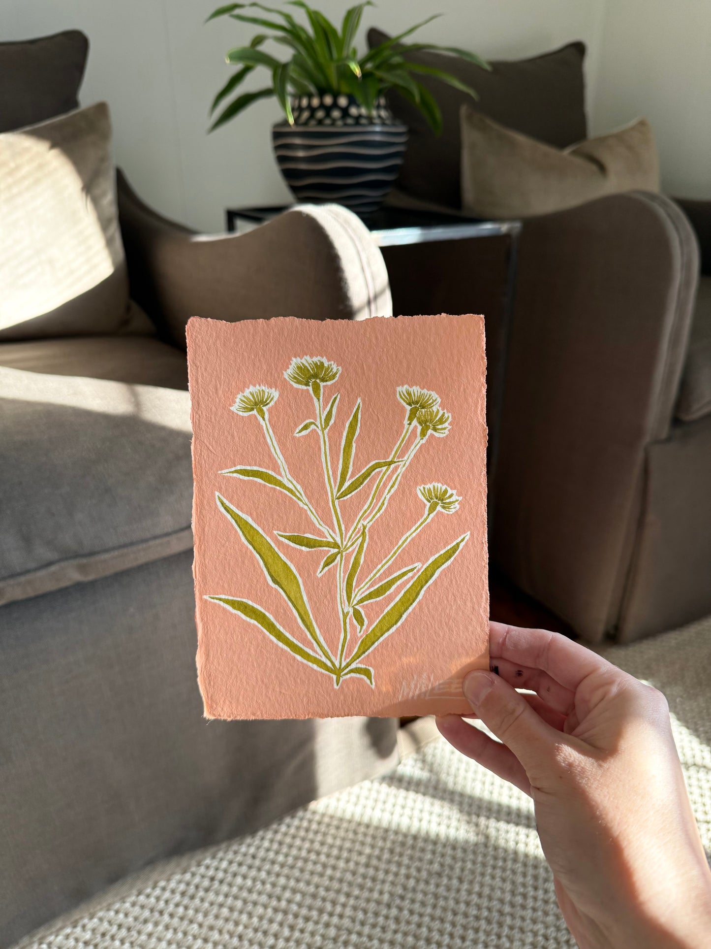 Pop of coral botanicals