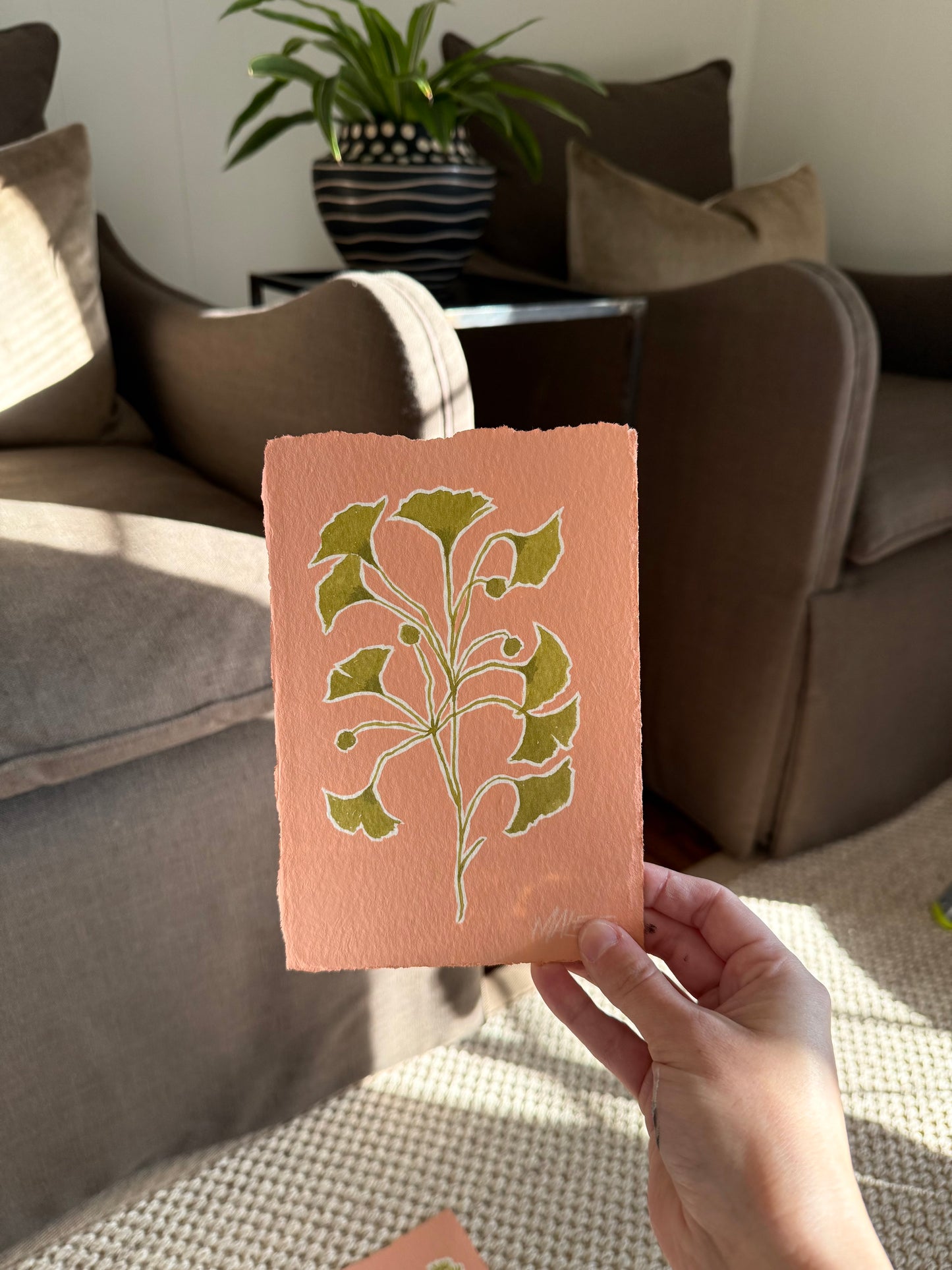 Pop of coral botanicals
