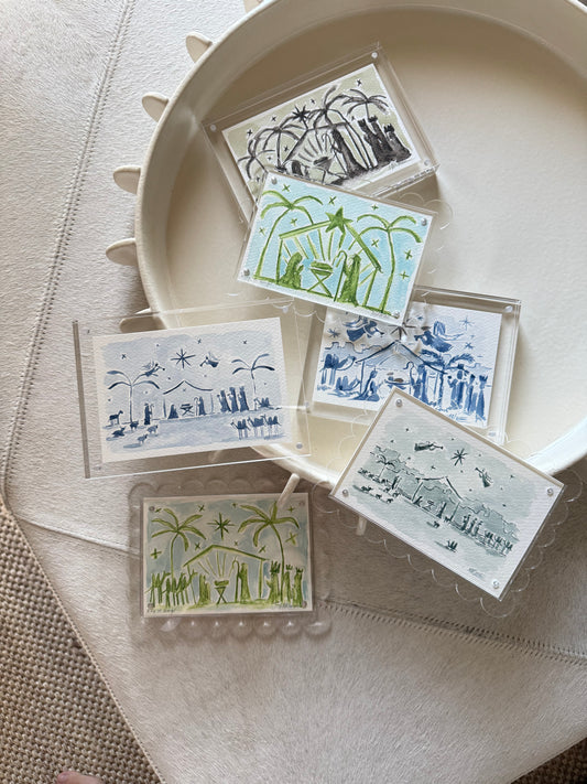 Original watercolor nativity scenes