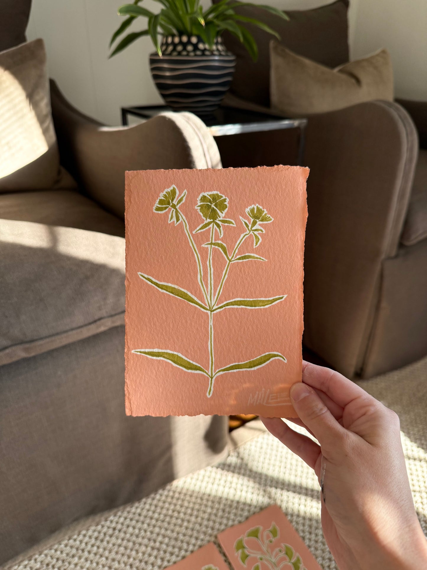 Pop of coral botanicals