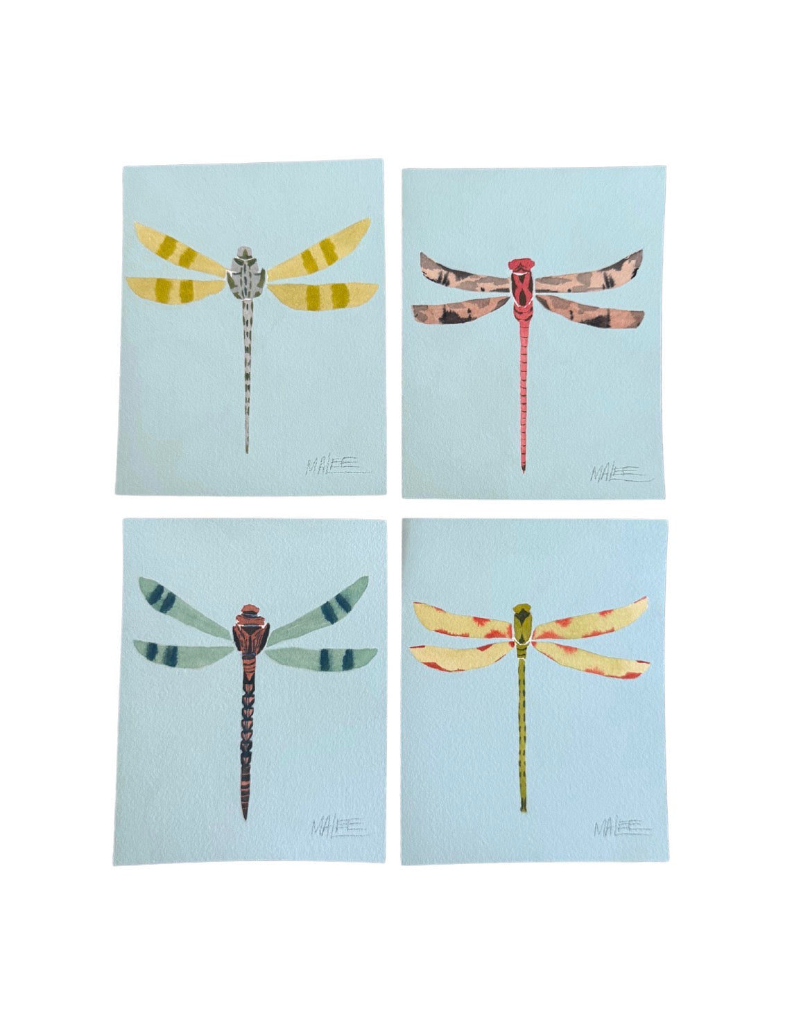 Dragonflies on blue I-IV