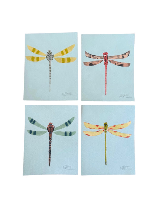 Dragonflies on blue I-IV