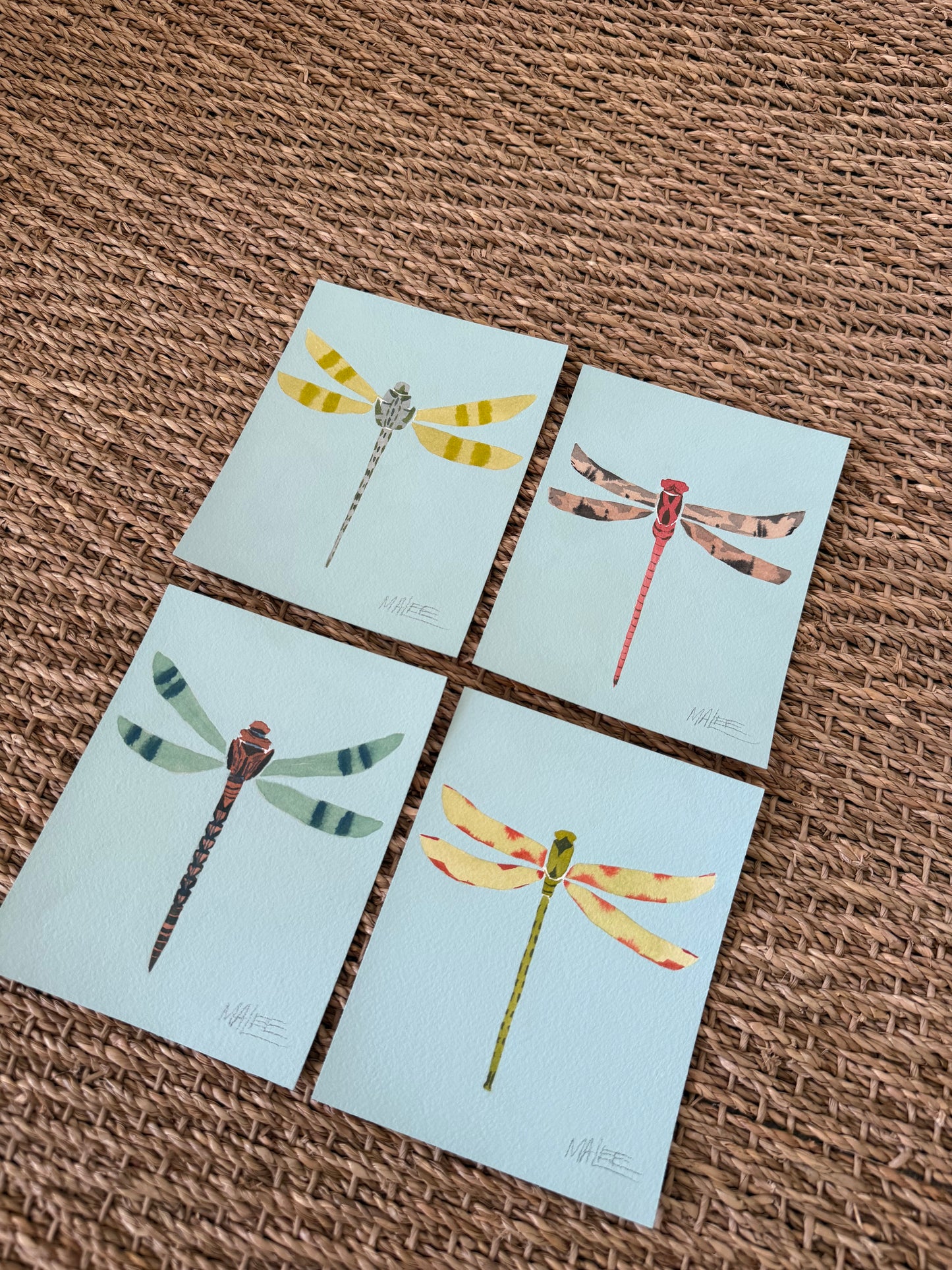 Dragonflies on blue I-IV